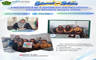 Tim Riset MTsN 8 Aceh Besar Ikuti Presentasi Laporan Penelitian Finalis MYRES Aceh 2026